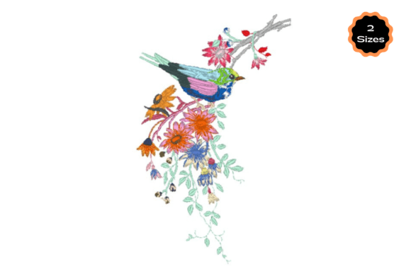 Bird with Flowers Embroidery