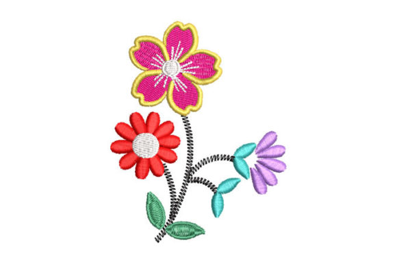 Colorful Flowers with Green Branches
