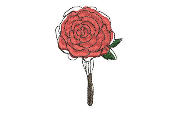 Fake Red Rose Embroidery Design