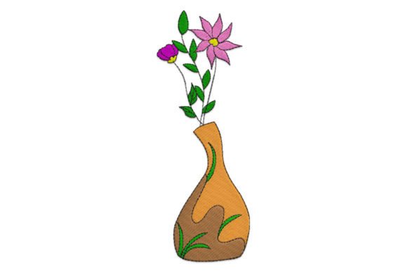 Flower Vase Embroidery Design