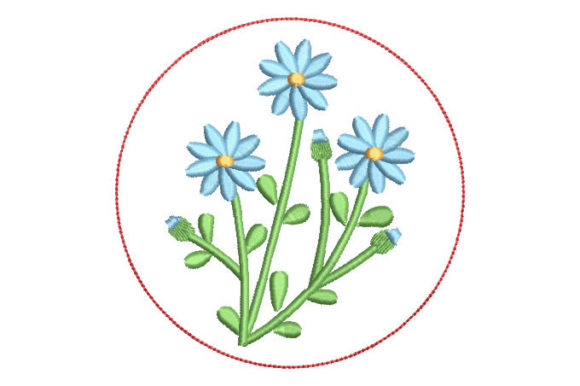 Plants with Flowers Embroidery Design
