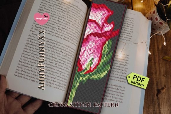 Rose Bookmark Cross Stitch Pattern PDF