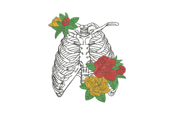 Skeleton Rib with Flowers