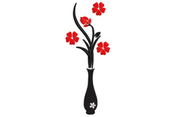 Vase Flower Embroidery Design